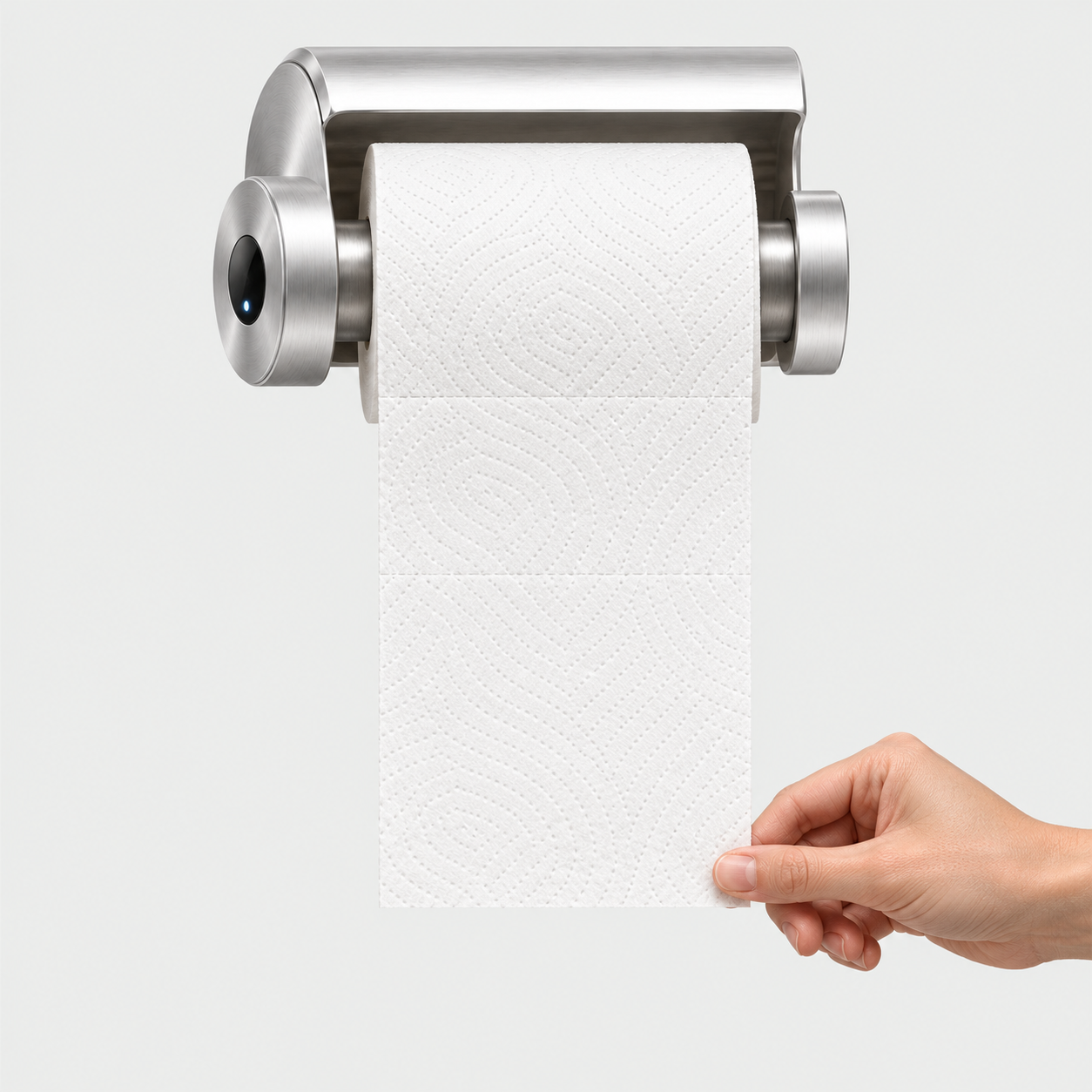 Une main tire le papier du support intelligent FLUSH One